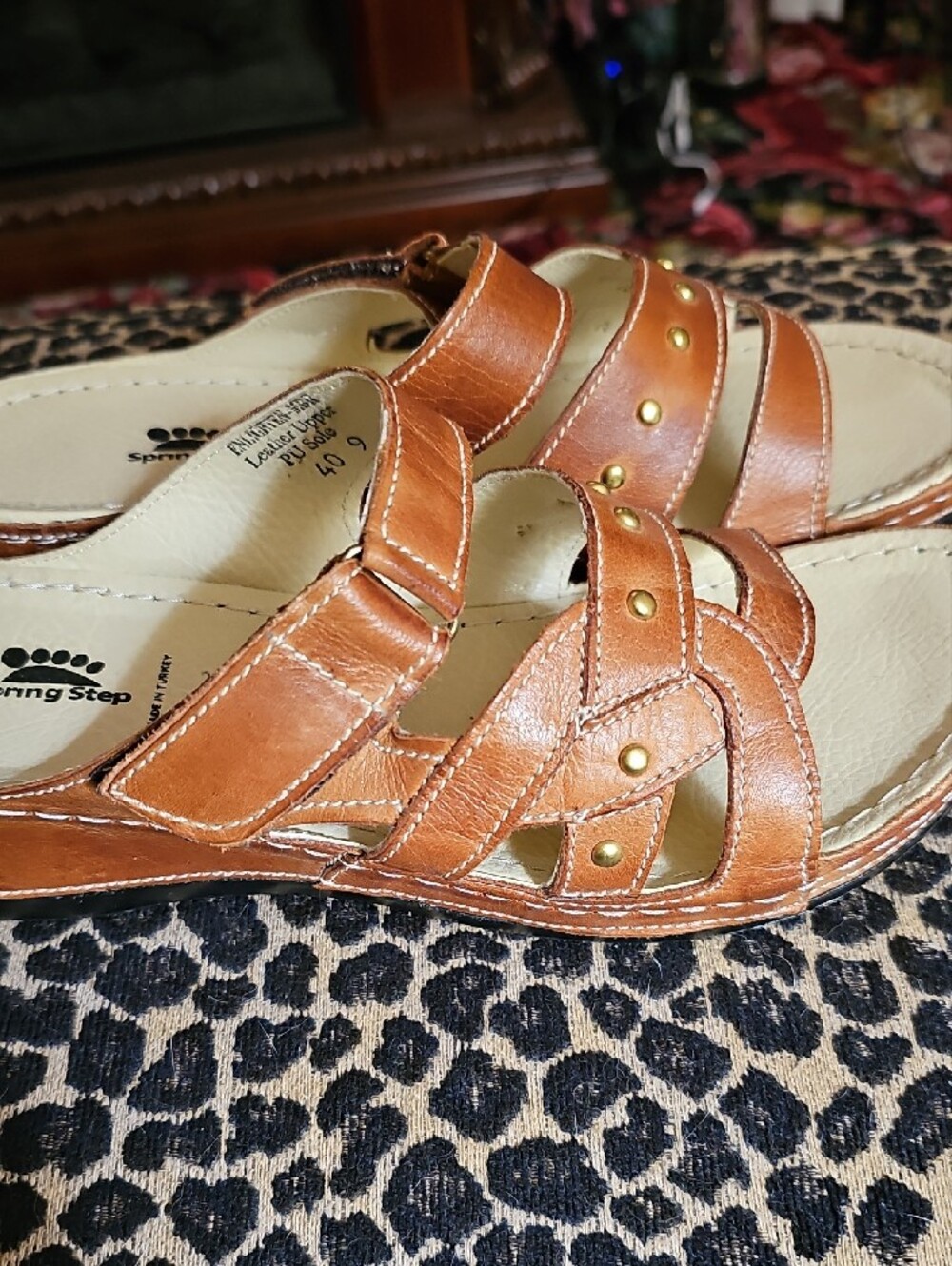 Spring Step Tan Leather Slip-On Sandal - Picture 11 of 11